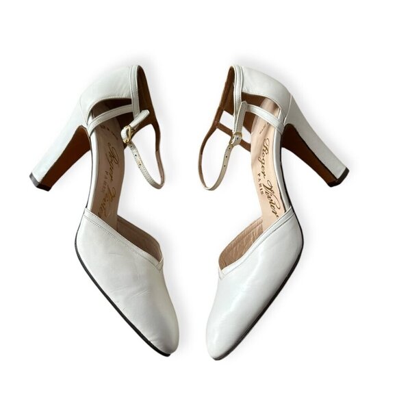 Vintage Roger Vivier White Leather Ankle Strap Heels – Made in Italy, 1960s–70s - Picture 15 of 16